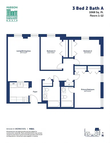 Floor plan 3 Bed 2 Bath A