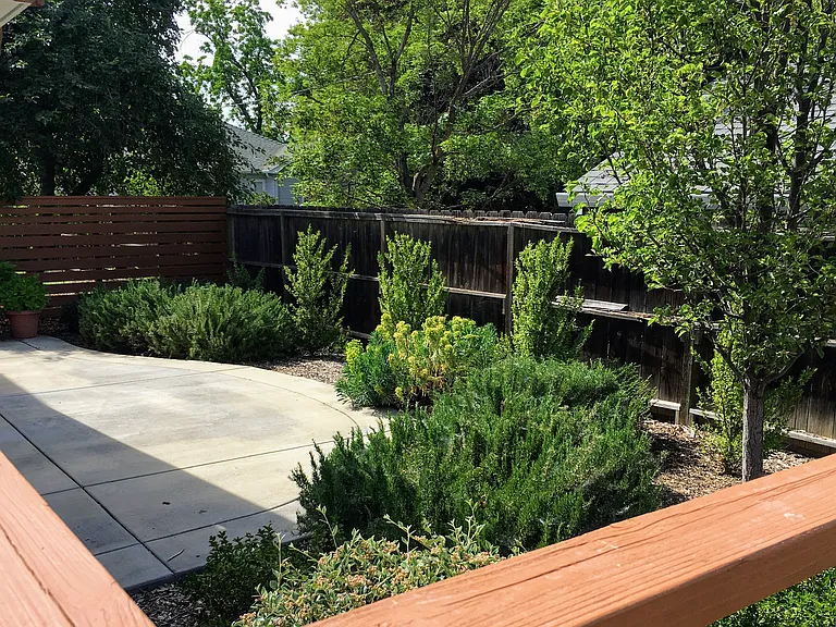 Private fenced yard.