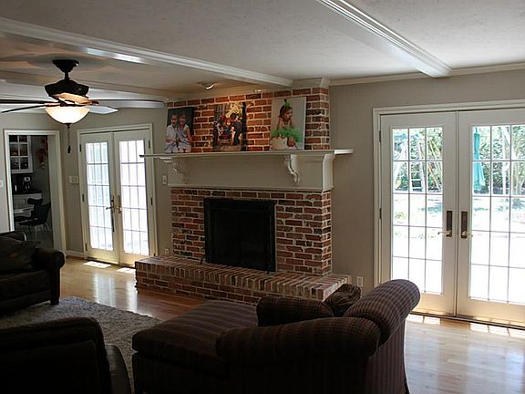 Living Room with double French doors leading to patio