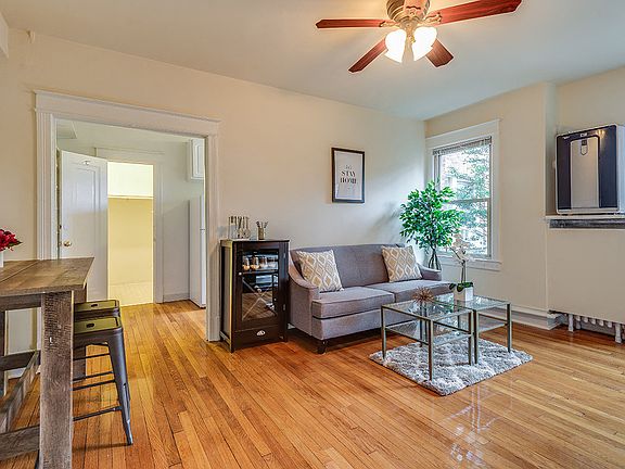 Two-bedroom apartment living area (staged)