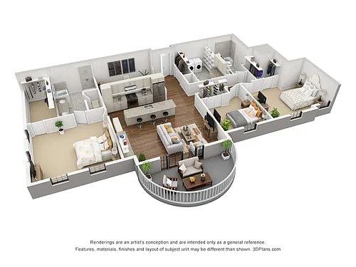 Floor plan 3 Bedroom, 2 Bathroom with Dining Room