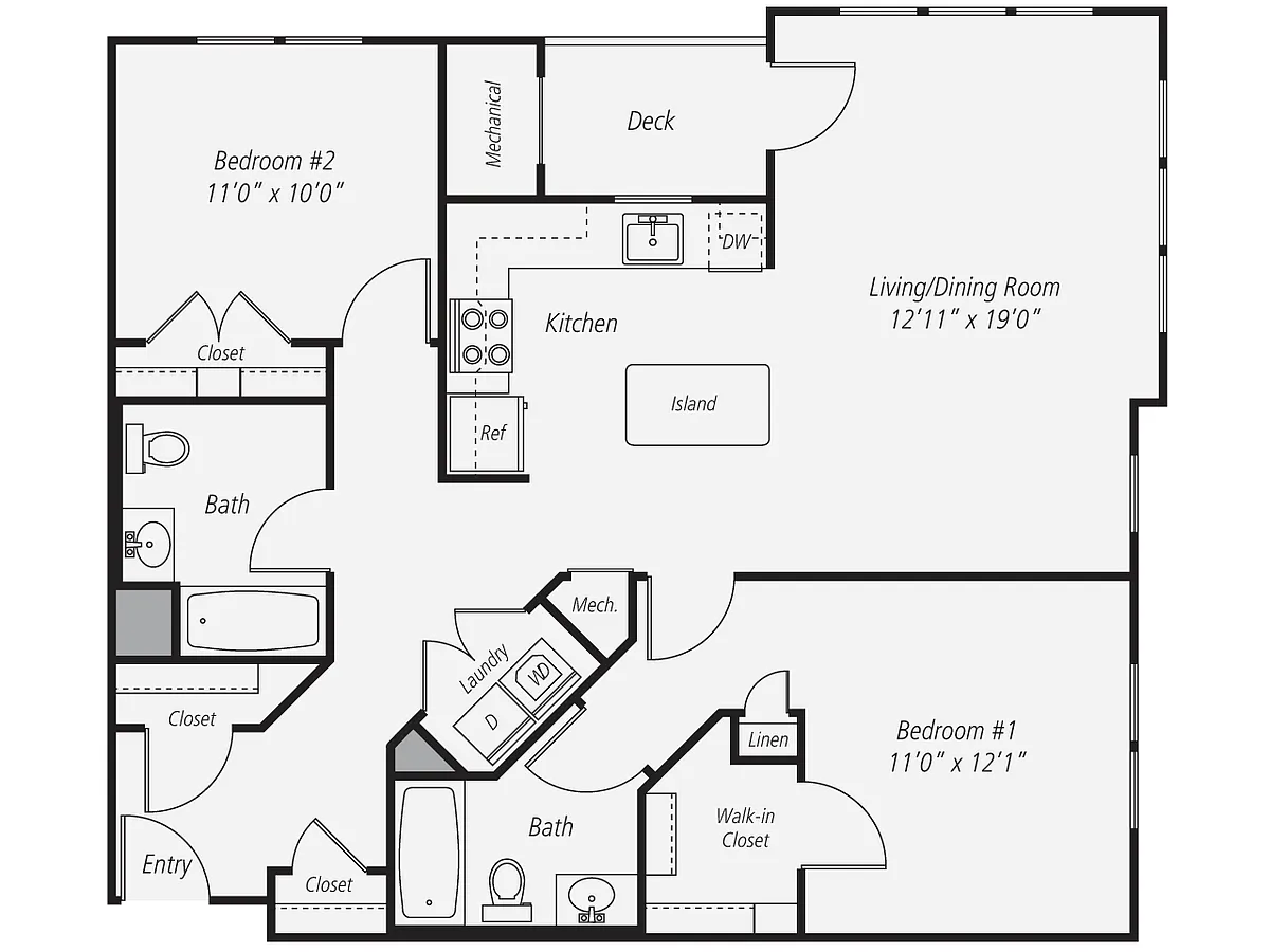 Floor plan 2 Bed/2 Bath-B6