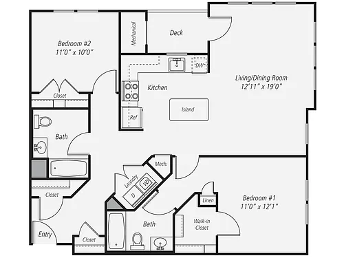 Floor plan 2 Bed/2 Bath-B6