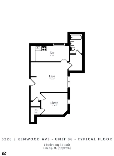 Floor plan 1 Bed | 1 Bath (B5)