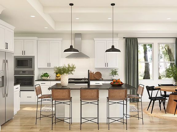 Kitchen with pendant lights