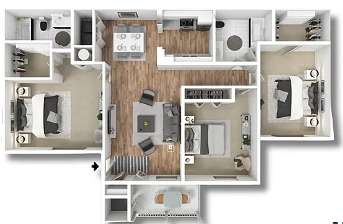 Floor plan 3 Bedroom 2 Bath - Renovated- deluxe