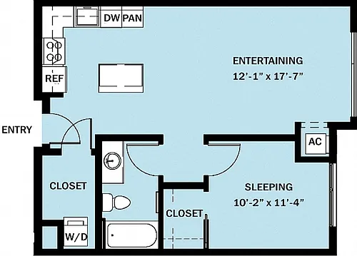 Floor plan 1 Bedroom 1 Bath B9.1