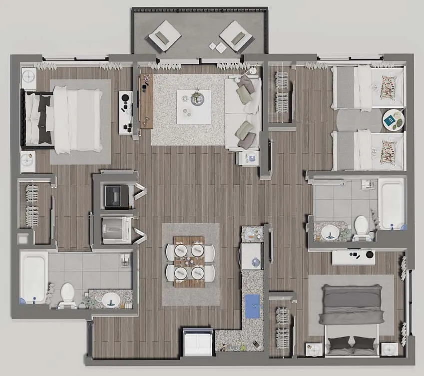 Floor plan 3 Bed, 2 Bath