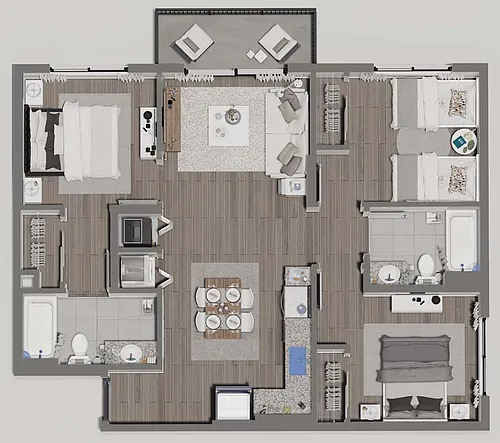 Floor plan 3 Bed, 2 Bath