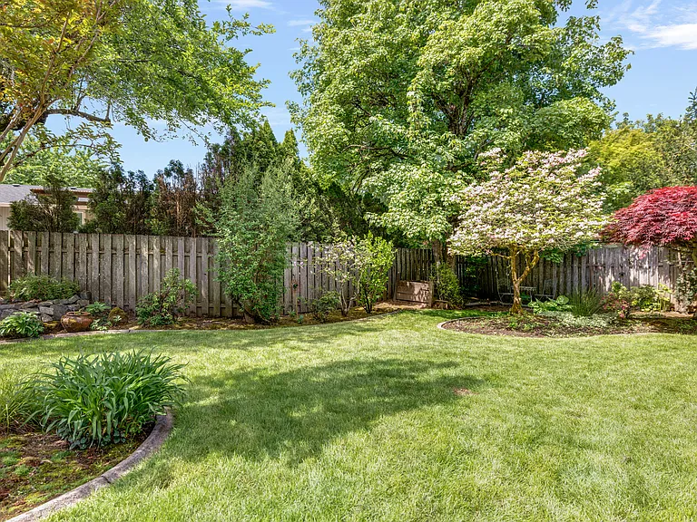 Backyard
+Lawn mowing managed/paid for by host
+Fully fenced
+Aesthetic fountain
+Sprinkler system