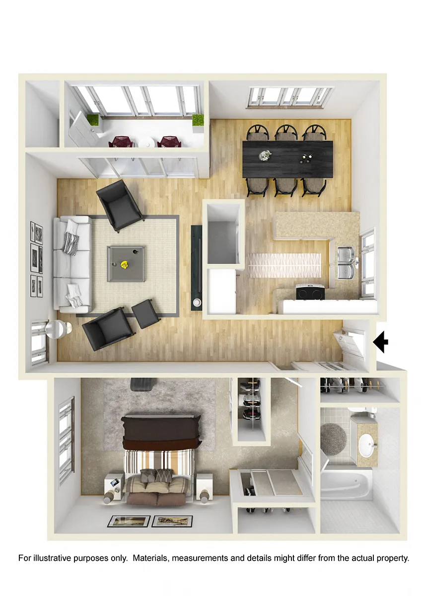 Floor plan One Bedroom One Bath