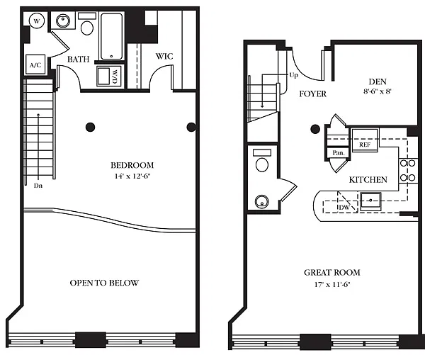 Floor plan AC-R One Bedroom, One Bathroom