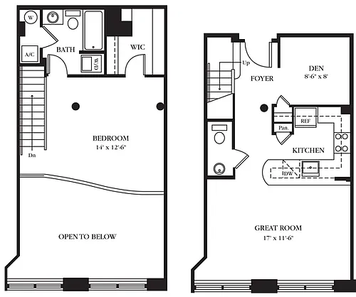 Floor plan AC-R One Bedroom, One Bathroom