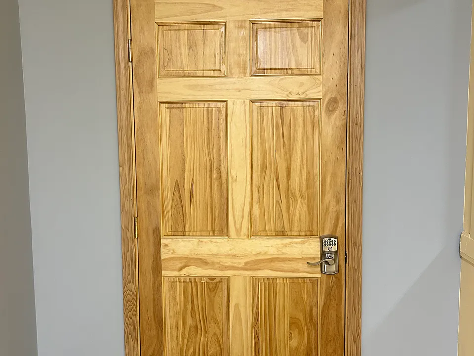 Wonderful, new door with keypad for private access