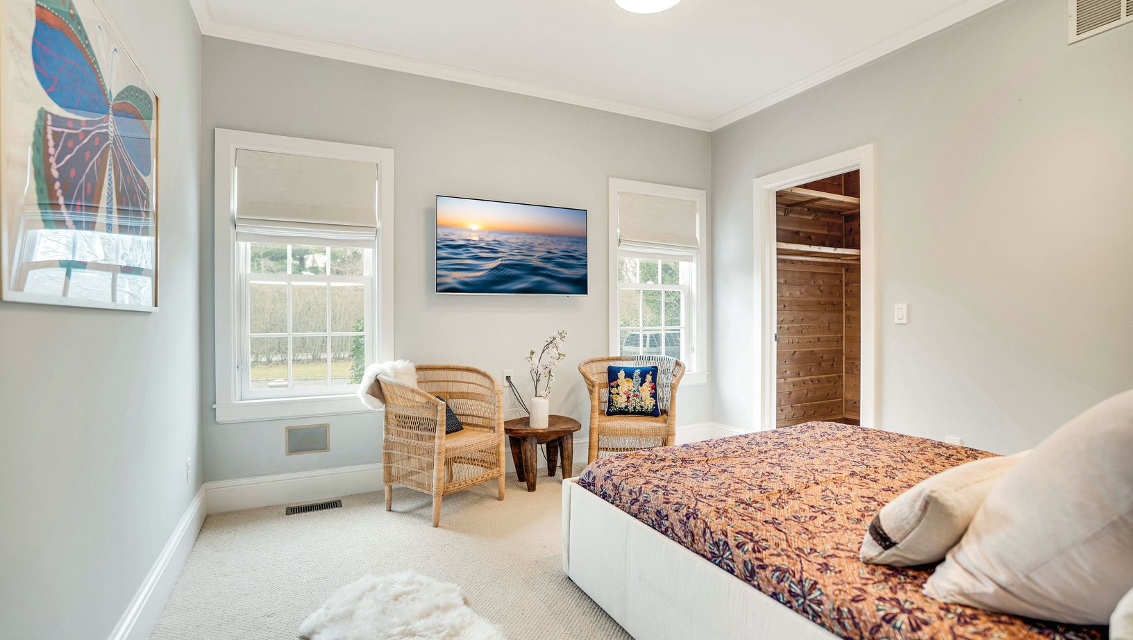  First floor guest bedroom with cedar closet