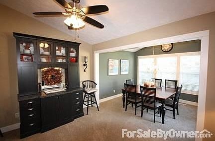 Dining area with cherry hutch