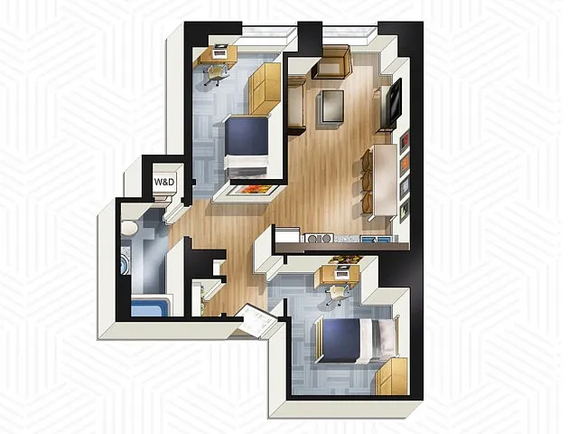 Floor plan 2x1. Floors 14-18