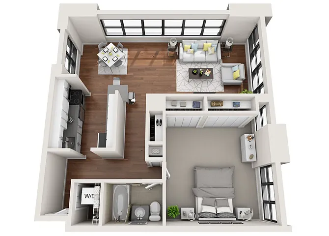 Floor plan Tier 10/16 (1BR/1BA)