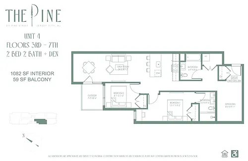 Floor plan Two Bed with Balcony 04 Line