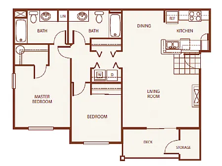 Floor plan 2 Bed 2 Bath B1