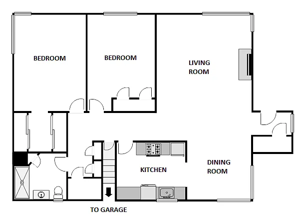Floor plan 2 Bed / 1 Bath: Type E