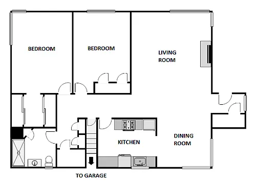 Floor plan 2 Bed / 1 Bath: Type E