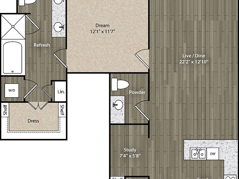 Miro - A8 - 1.5 Beds - 1.5 Baths - 1006 Sq. ft.