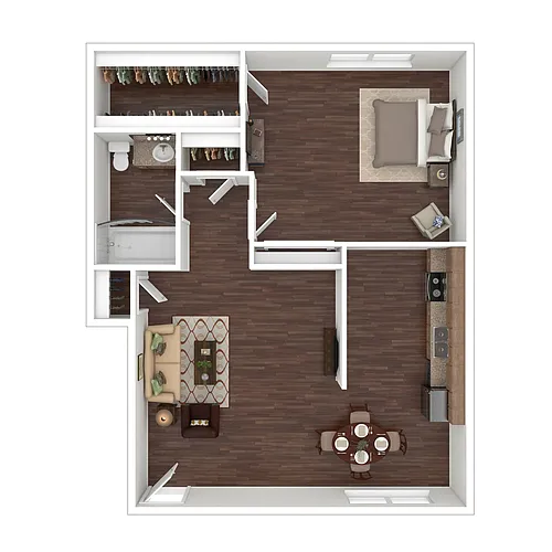 Floor plan 1 Bedroom / 1 Bath