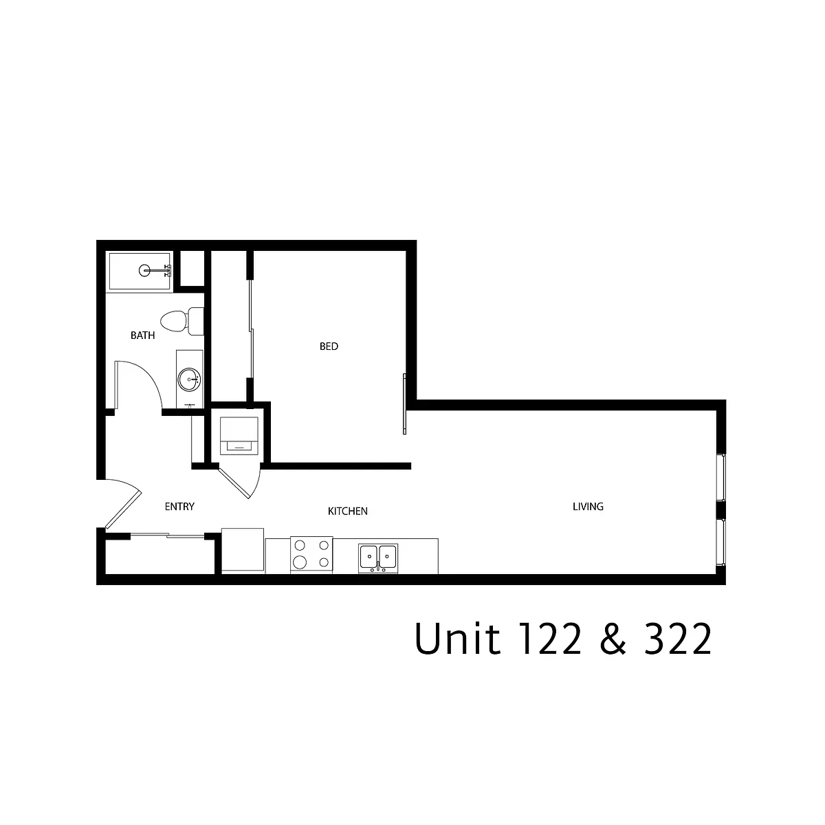 Floor plan 1 Bed 1 Bath - Type 10