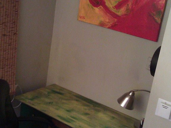 desk area. Heat thermestate. window A/c unit