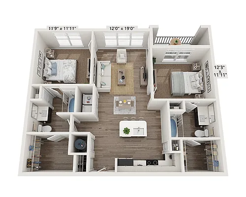 Floor plan Two Bedroom B2B