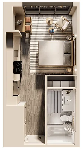 Floor plan East Studio on Promenade B