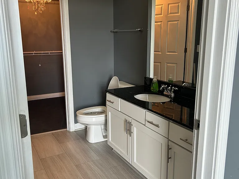 Bathroom# 1 with new flooring and upgraded lights.