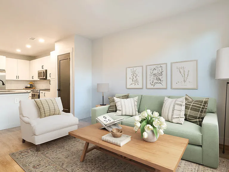 Living Area and Kitchen with Hard Surface Flooring
