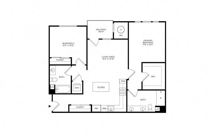 Floor plan 2C w/ Balcony