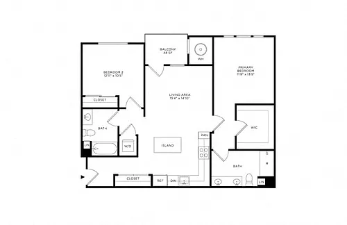 Floor plan 2C w/ Balcony