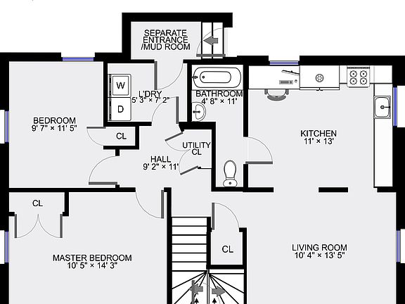 Lower unit floor plan.
