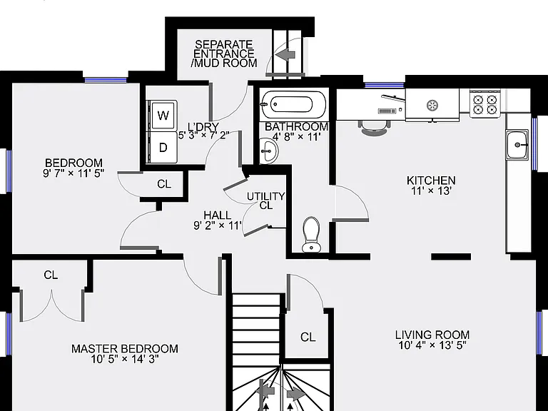 Lower unit floor plan.