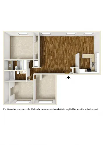 Floor plan 3 Bedrooms, 2 Bathrooms Plan F