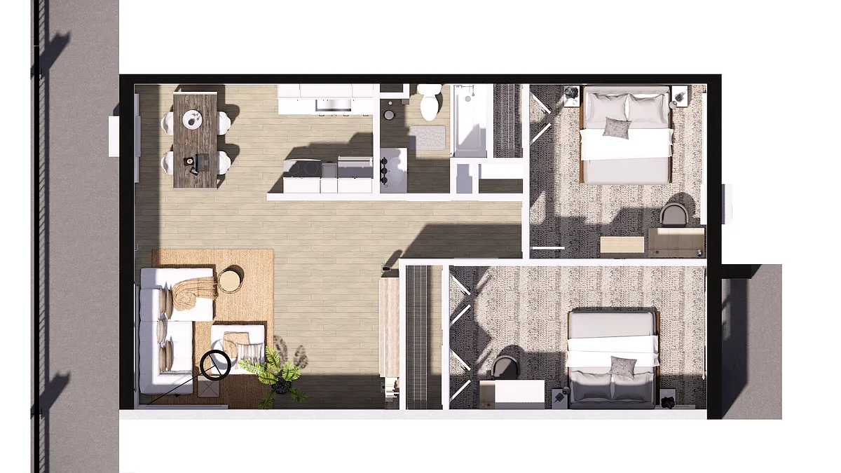 Floor plan Two Bedroom, One Bathroom