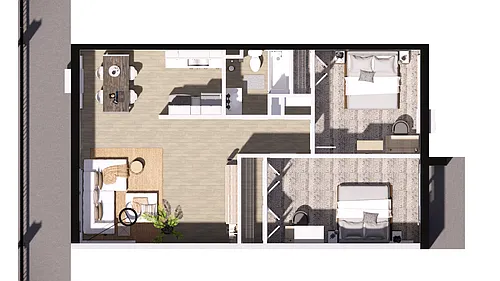 Floor plan Two Bedroom, One Bathroom