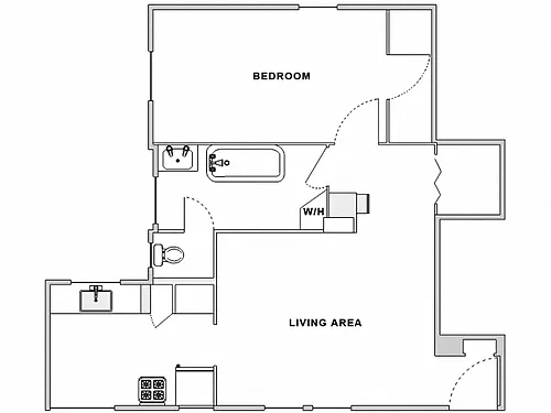 Floor plan 1 Bed / 1 Bath: Type D