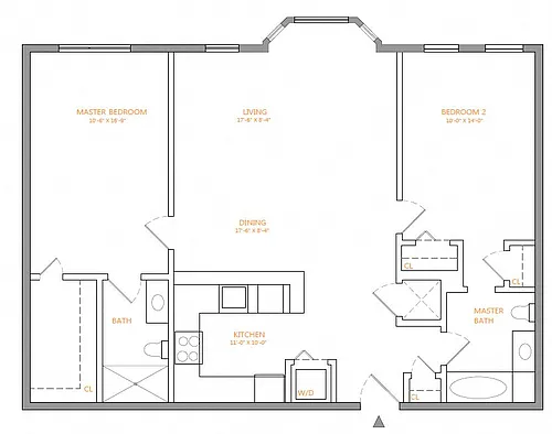 Floor plan 2 Bed/2 Bath-W