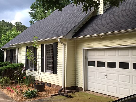 Front side, 2 car garage