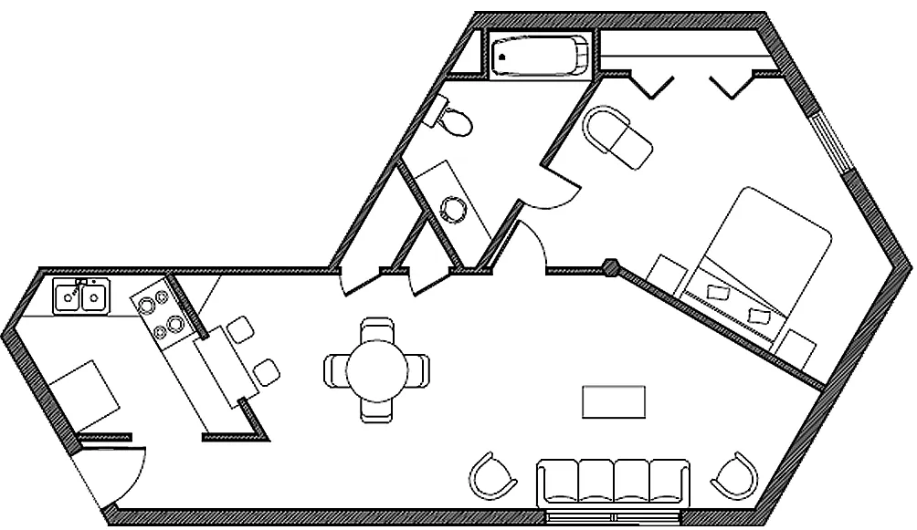 Floor plan 1C: 1 Bed / 1 Bath 735 SqFt