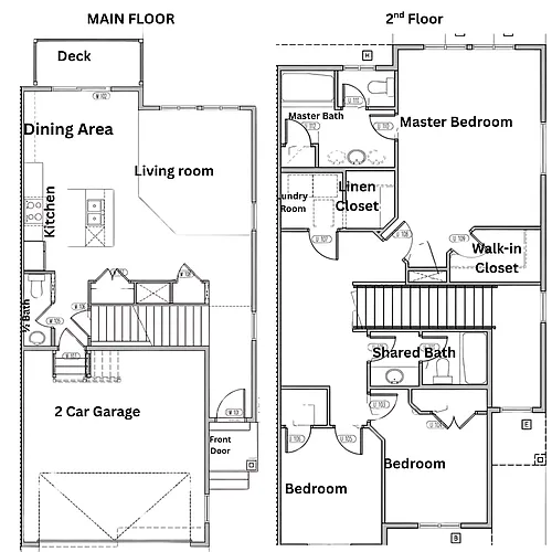 Floor plan 2 Story Townhome Locust Ave- Eagle Mountain