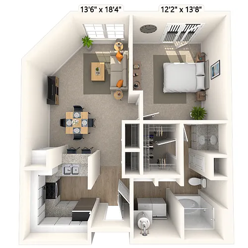 Floor plan Traditional 1x1 674-941 SF