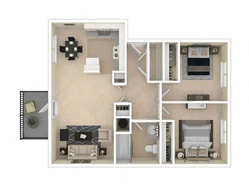 Floor plan 2 Bed 1 Bath Reno