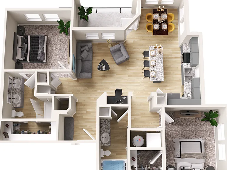 Two Bedroom Apartment with kitchen island