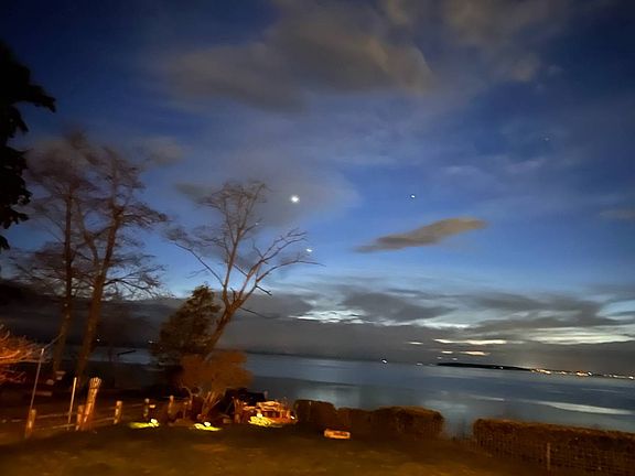 Looking West to Vancouver Island Point Roberts .
Aroura Borealis often.
